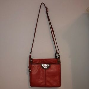 Brighton Orange Leather Jagger Crossbody